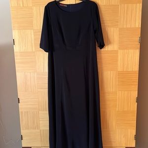 Custom made full length navy lined dress